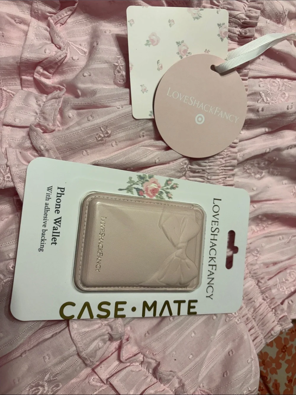 LoveShackFancy Blush Pink Bow Phone Wallet